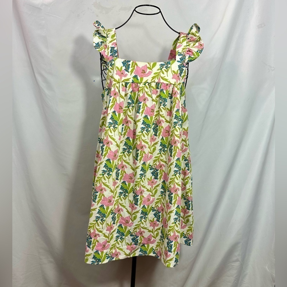 By the river floral babydoll mini dress with flutter sleeves size M